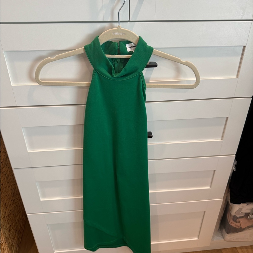 Super down Small Green Halter Dress
